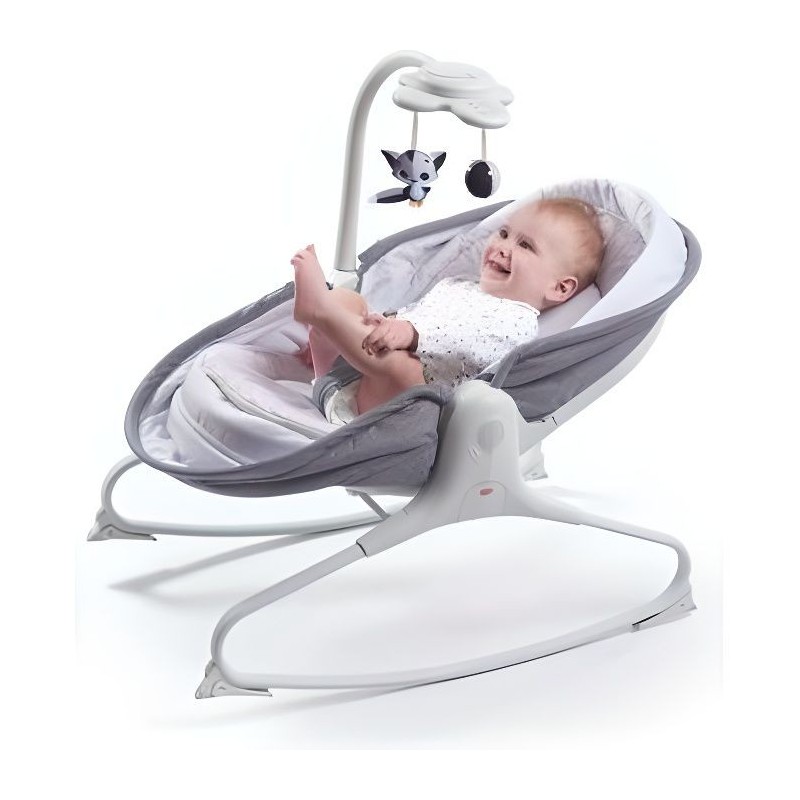 Tiny Love Rocker Napper Transat Bebe 3 en 1 Balancelle et Berceau, avec arche Musicale, Gris Chiné