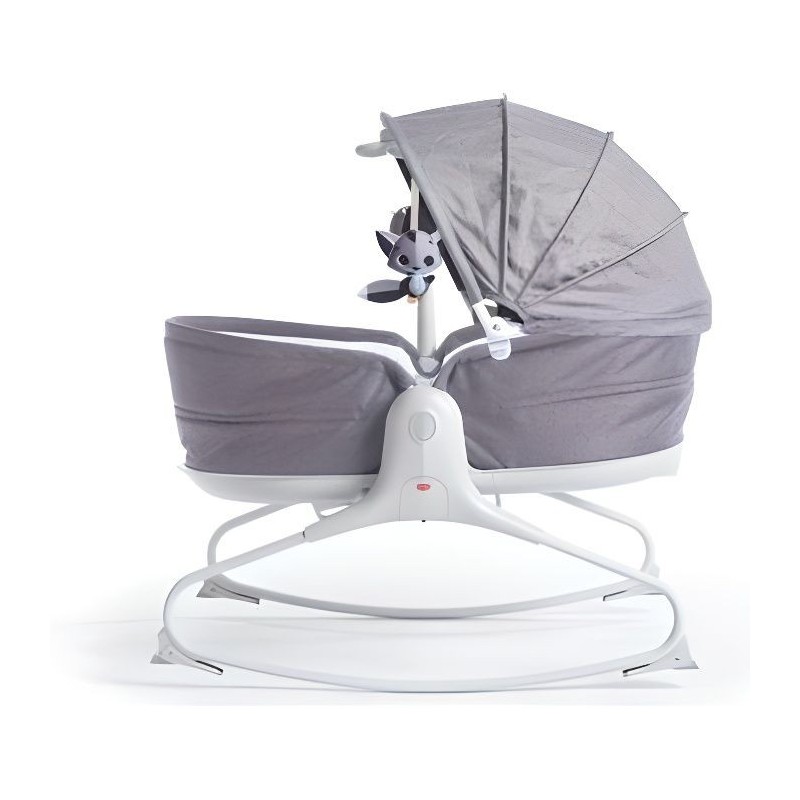 Tiny Love Rocker Napper Cozy, Transat Bebe 3 en 1 Balancelle Et Berceau, avec arche Musicale et canopy Gris Chiné