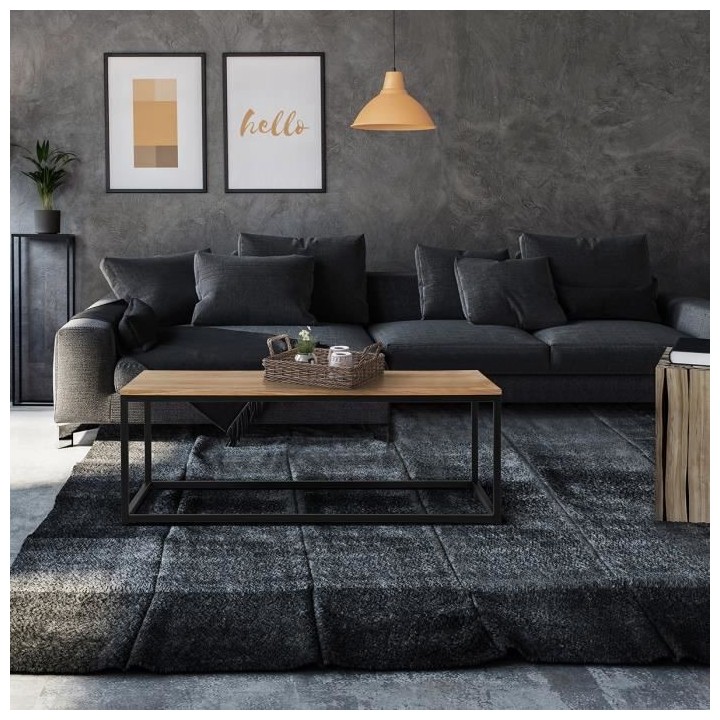 Table basse en placage chene - Métal et bois - L 110 x P 60 x H 40 cm