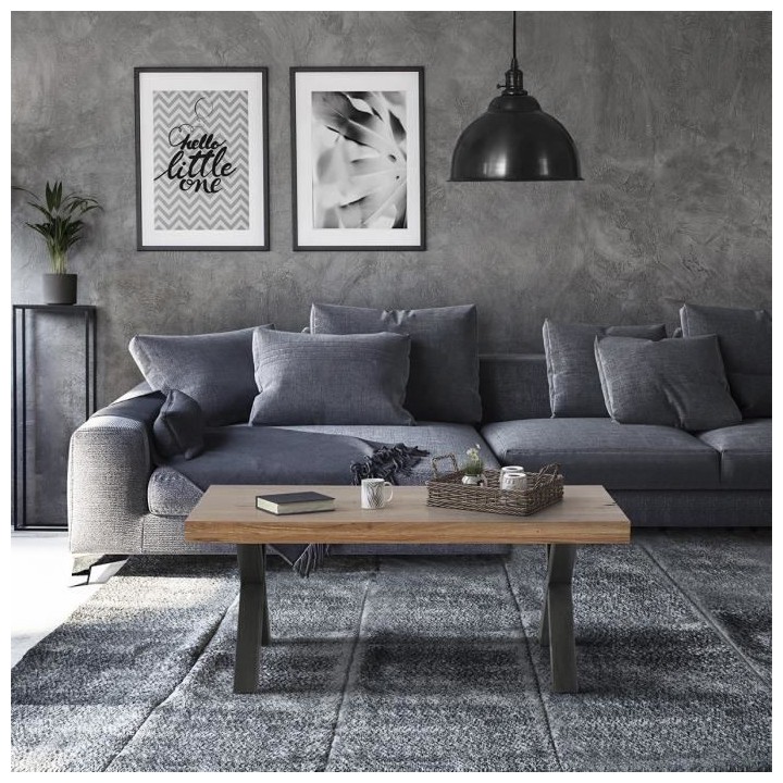 RUDY Table basse en chene massif - L 110 x P 60 x H 45 cm