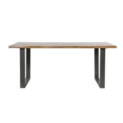 Table de séjour - Rectangulaire - Chene massif avec piétement en fer - Live - L 180 x P 90 x H 76 cm