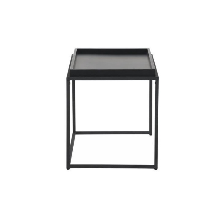 Tables gigognes - Laqué et pieds en métal - Noir - L 60 x P 40 x H 4