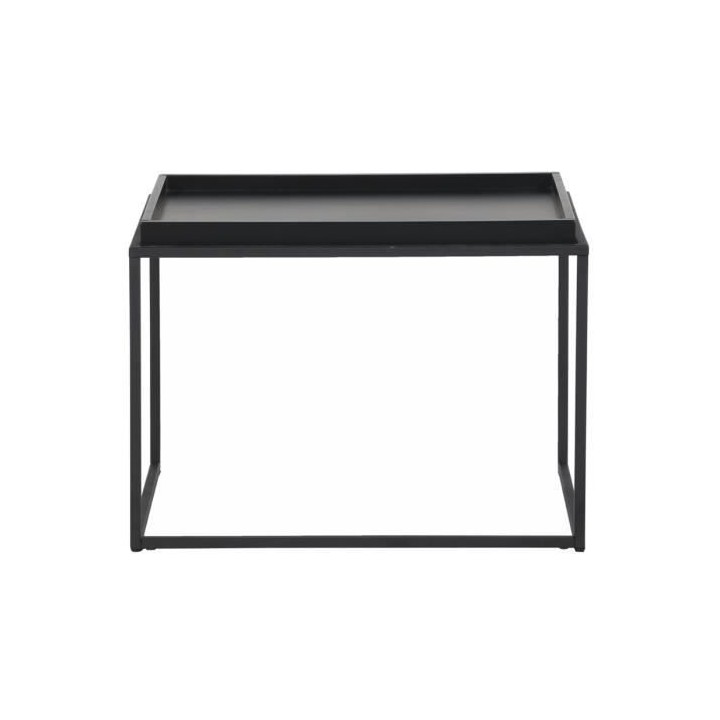 Tables gigognes - Laqué et pieds en métal - Noir - L 60 x P 40 x H 4