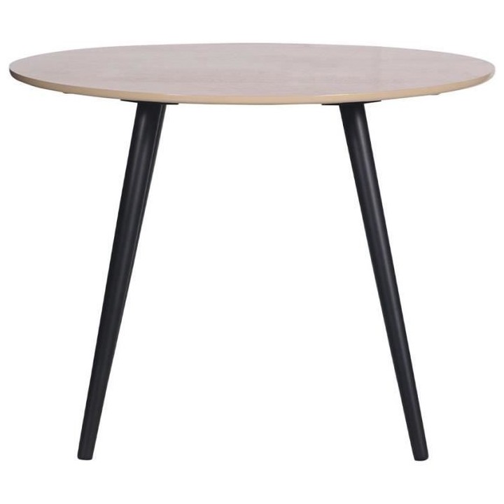 SACHA Table ronde 100 cm en hévéa massif et placage de manguier - L