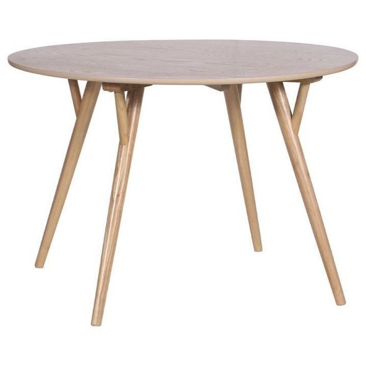 RONDO Table a manger ronde en hévéa massif et placage de chene - L 1