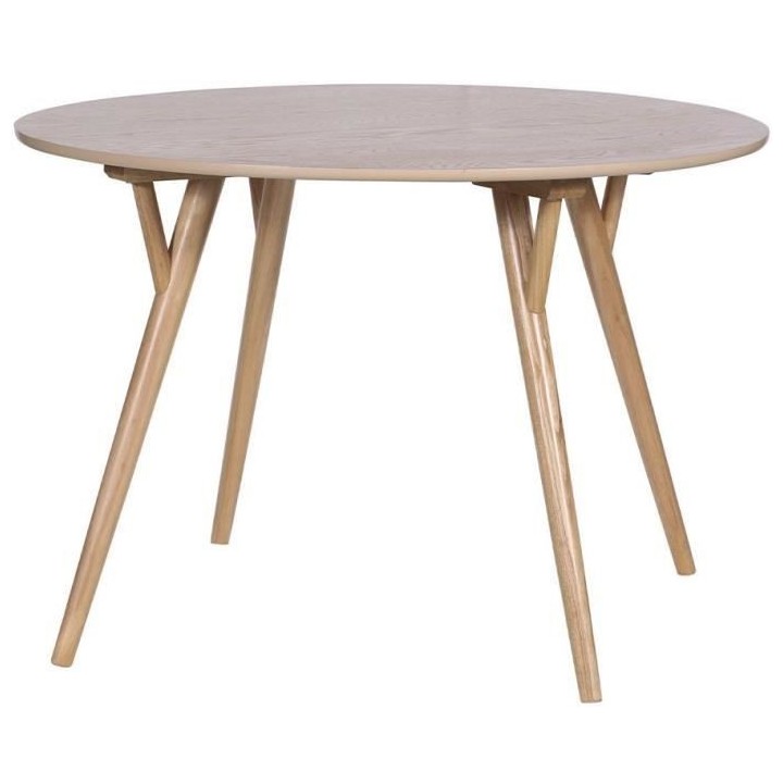 RONDO Table a manger ronde en hévéa massif et placage de chene - L 1