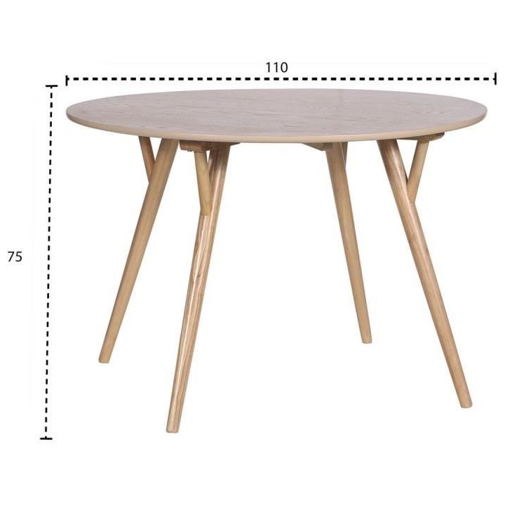 RONDO Table a manger ronde en hévéa massif et placage de chene - L 1