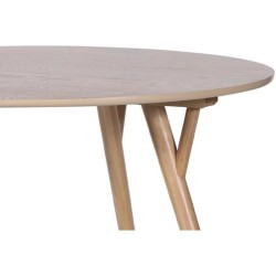 RONDO Table a manger ronde en hévéa massif et placage de chene - L 110 x P 110 x H 75 cm