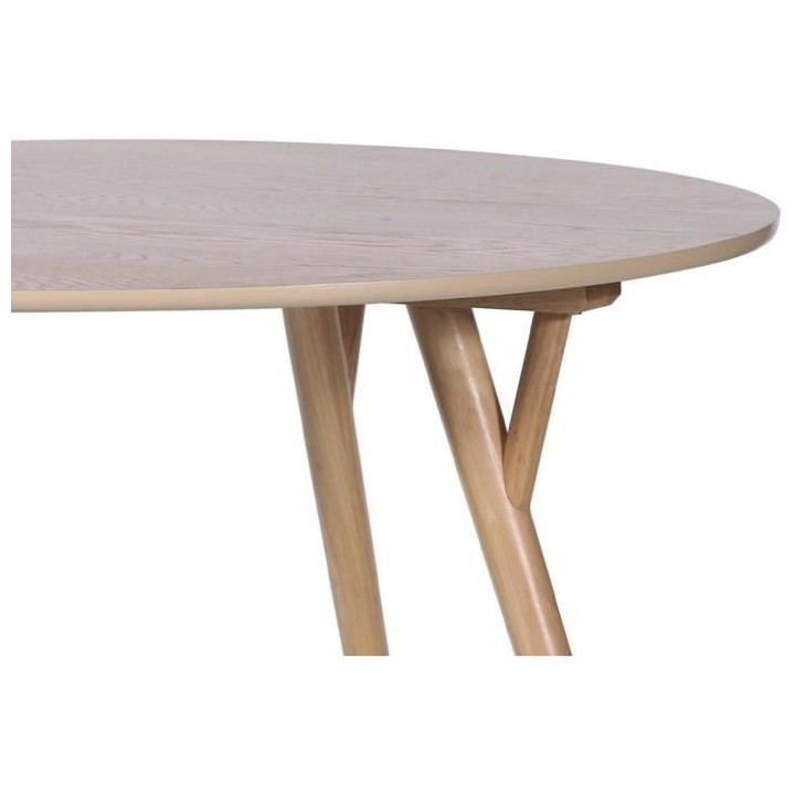 RONDO Table a manger ronde en hévéa massif et placage de chene - L 1