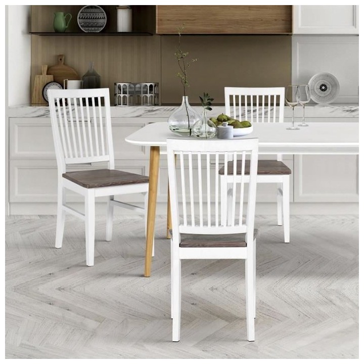 RICHE Lot de 2 Chaise de séjour en chene et hévéa massif - L 45 x P