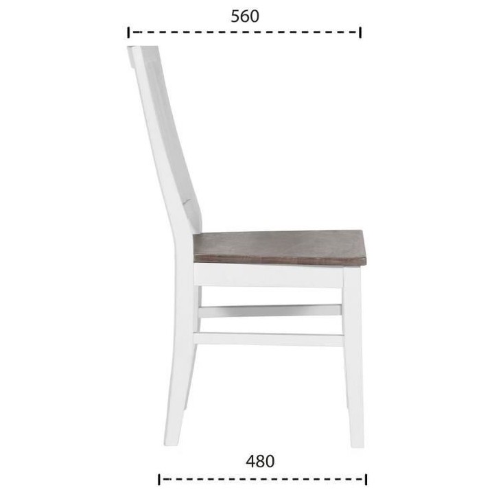 RICHE Lot de 2 Chaise de séjour en chene et hévéa massif - L 45 x P