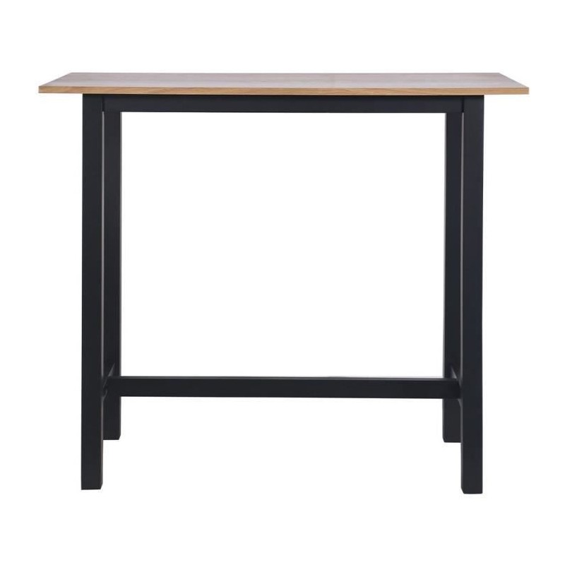 KALI Table de bar placage chene avec piétement en acacia massif - L 120 x P 60 x H 105 cm