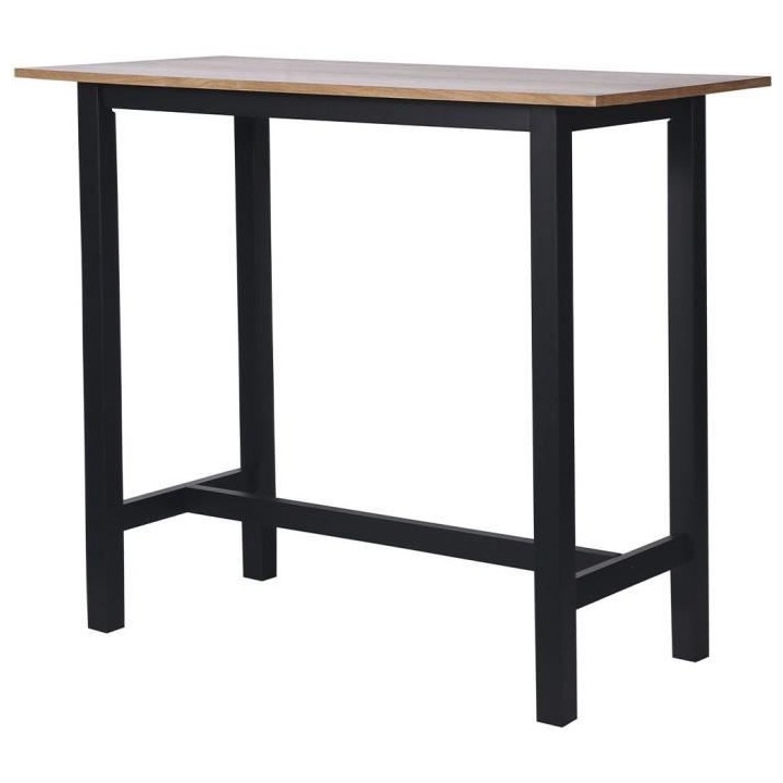 KALI Table de bar placage chene avec piétement en acacia massif - L 1