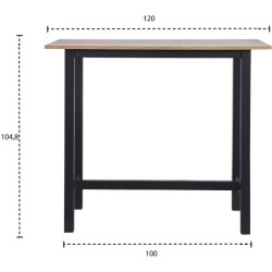 KALI Table de bar placage chene avec piétement en acacia massif - L 120 x P 60 x H 105 cm