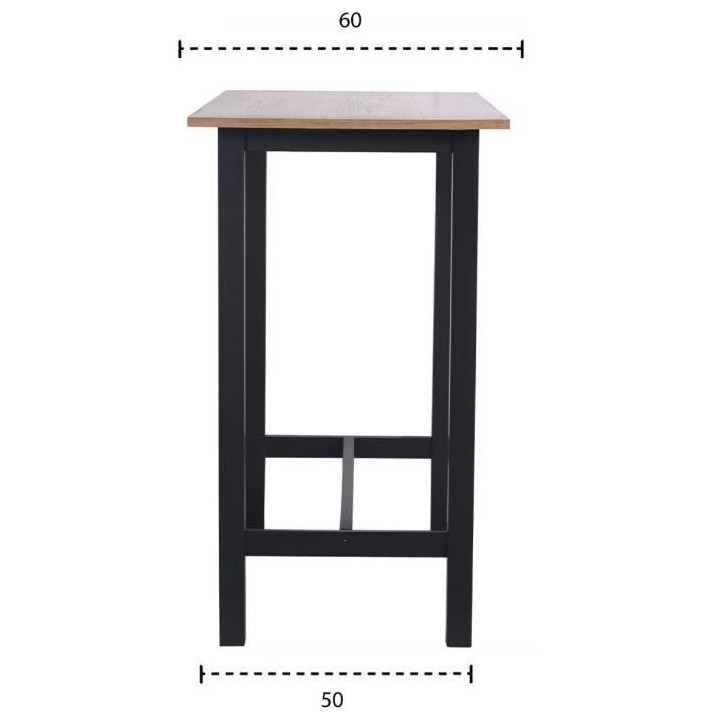 KALI Table de bar placage chene avec piétement en acacia massif - L 1