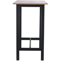 KALI Table de bar placage chene avec piétement en acacia massif - L 120 x P 60 x H 105 cm