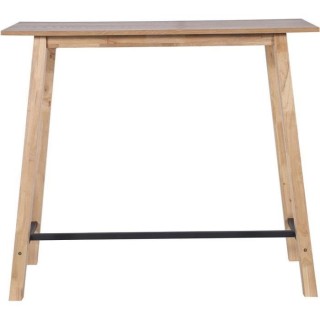 MALTE Table de bar placage chene avec piétement en hévéa massif et