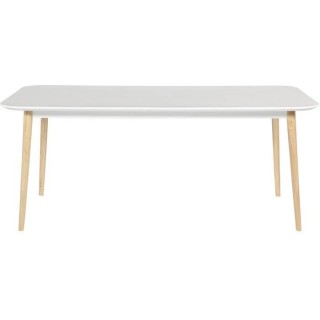 OTTO Table de séjour avec piétement en hévéa massif - Blanc laqué