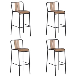 LOFT Lot de 4 tabouret de bar placage chene avec piétement fer - L 45