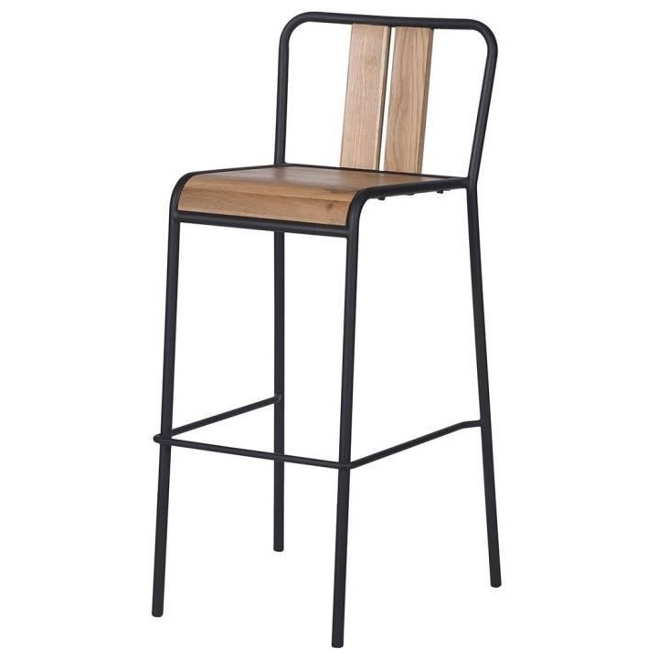 LOFT Lot de 4 tabouret de bar placage chene avec piétement fer - L 45