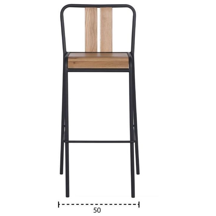 LOFT Lot de 4 tabouret de bar placage chene avec piétement fer - L 45