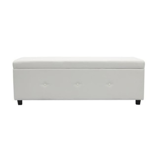Banc coffre - Bout de lit - Simili blanc Classique - L 140 cm - BOX