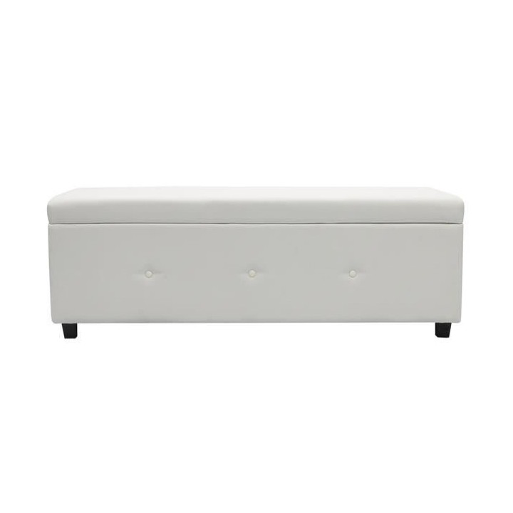 Banc coffre - Bout de lit - Simili blanc Classique - L 140 cm - BOX