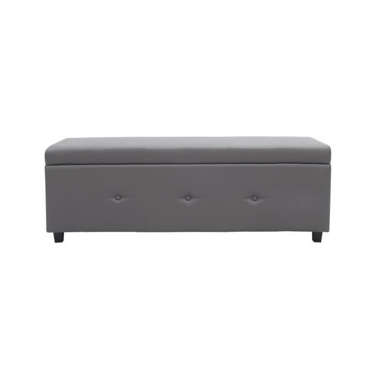 Banc coffre BOX - Simili - Gris - Bout de lit - L 140 cm