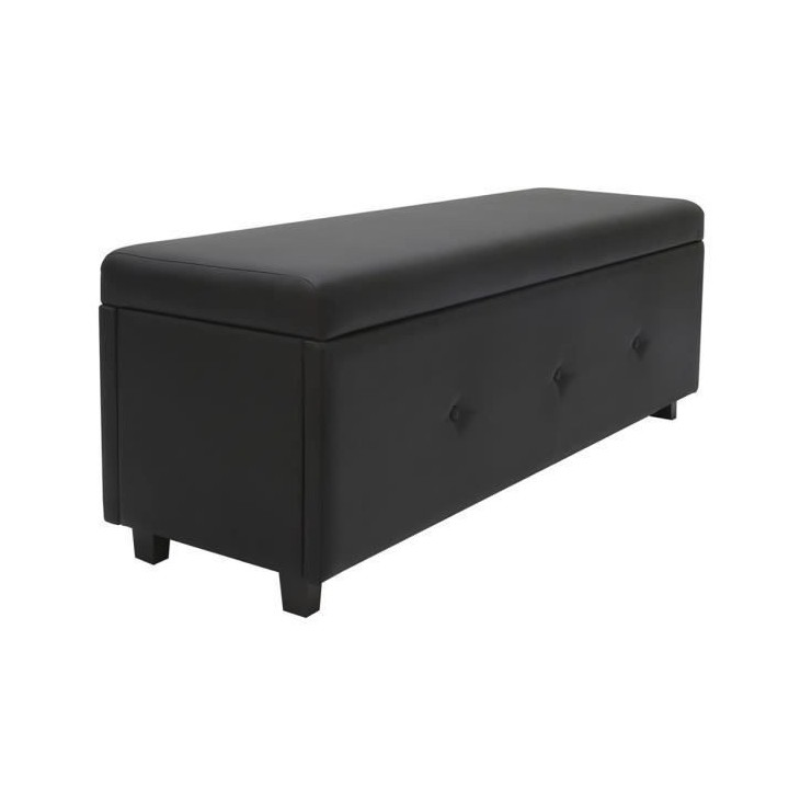 Banc coffre - Bout de lit - Simili noir Classique - L 140 cm - BOX