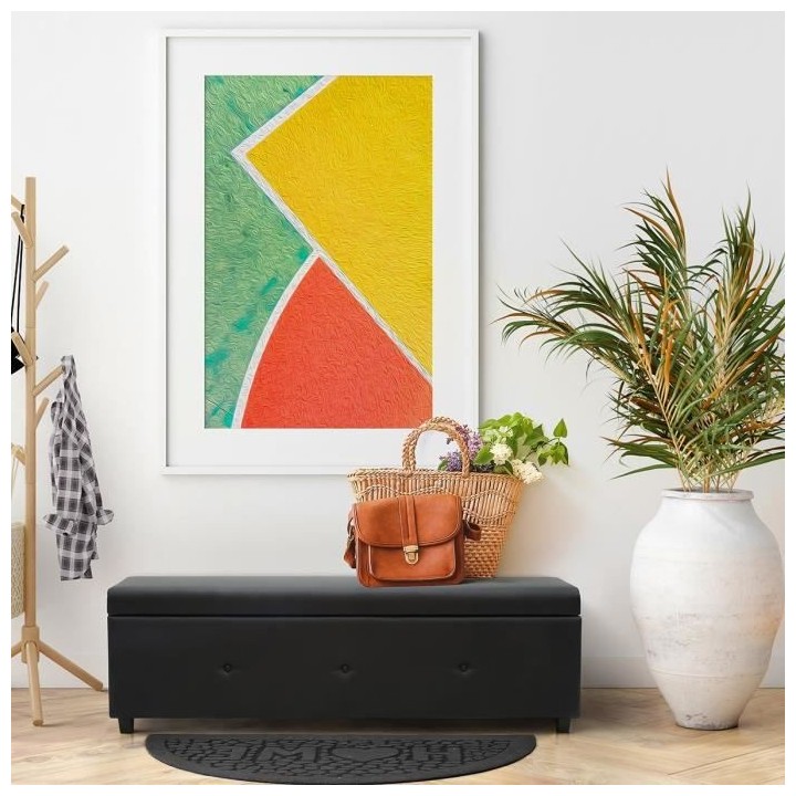 Banc coffre - Bout de lit - Simili noir Classique - L 140 cm - BOX