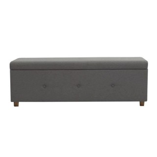 Banc coffre BOX - Tissu imitation lin - Gris foncé - Bout de lit - L