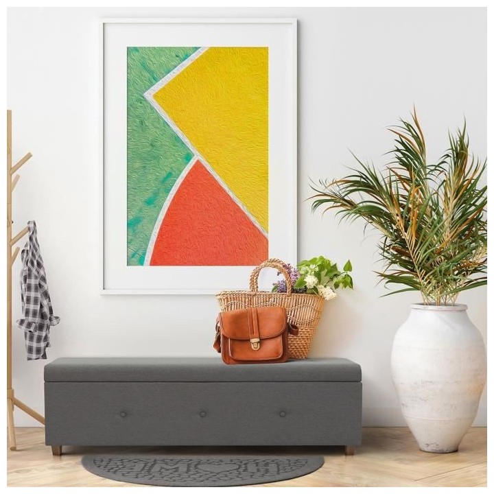 Banc coffre BOX - Tissu imitation lin - Gris foncé - Bout de lit - L