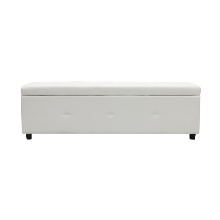 Banc coffre BOX - Simili - Blanc - Bout de lit - L 160 cm
