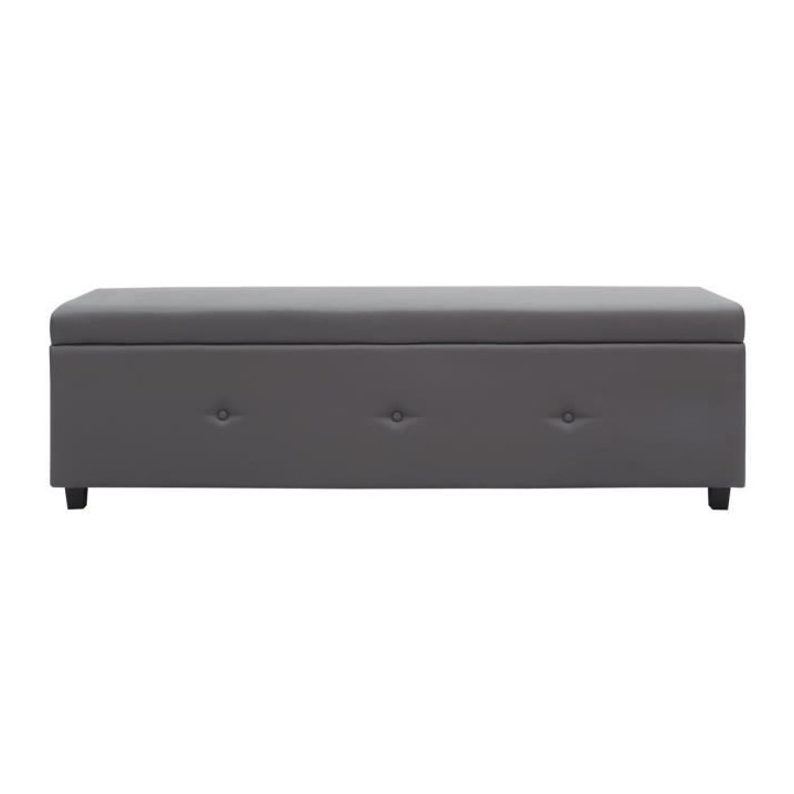 BOUT DE LIT COFFRE - Simili - Gris - L 160 cm - BOX
