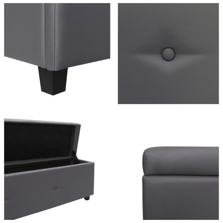 BOUT DE LIT COFFRE - Simili - Gris - L 160 cm - BOX