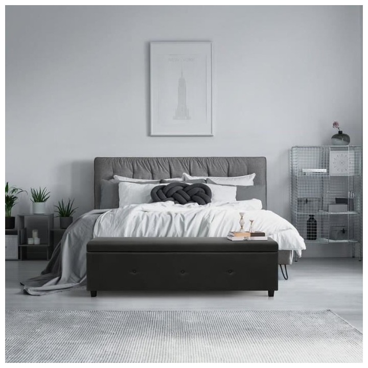Banc coffre BOX - Simili - Noir - Bout de lit - L 160 cm