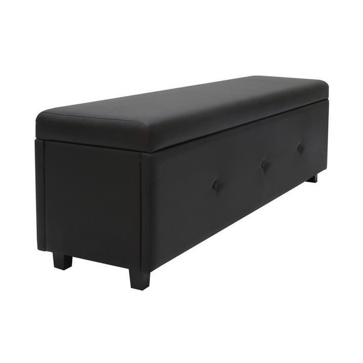 Banc coffre BOX - Simili - Noir - Bout de lit - L 160 cm