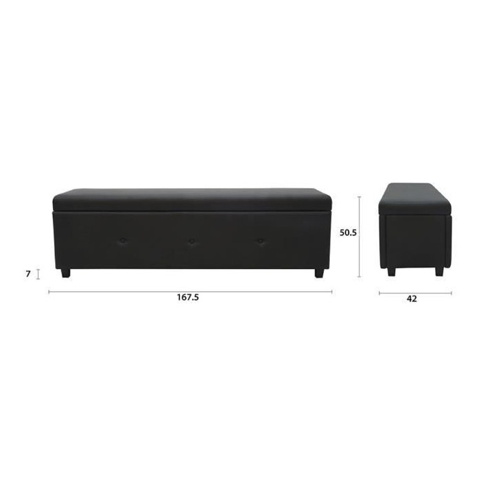 Banc coffre BOX - Simili - Noir - Bout de lit - L 160 cm