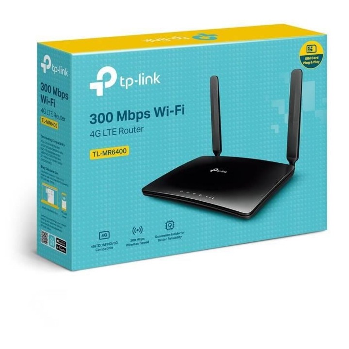TP-Link - TL-MR6400 - Routeur 4G LTE WiFi N 300 Mbps avec antennes dé