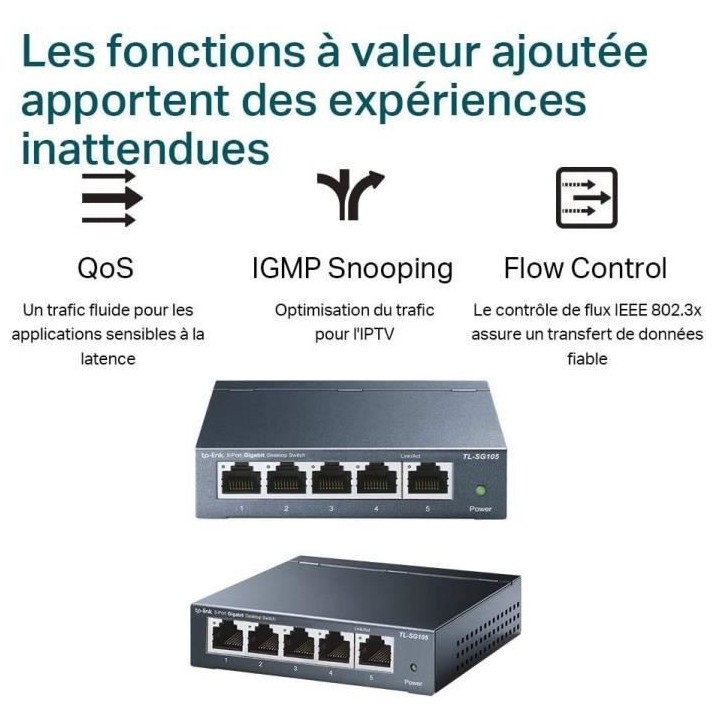 Switch Ethernet Gigabit - TP-LINK - 10/100/1000 Mbps - 5 ports RJ45 me