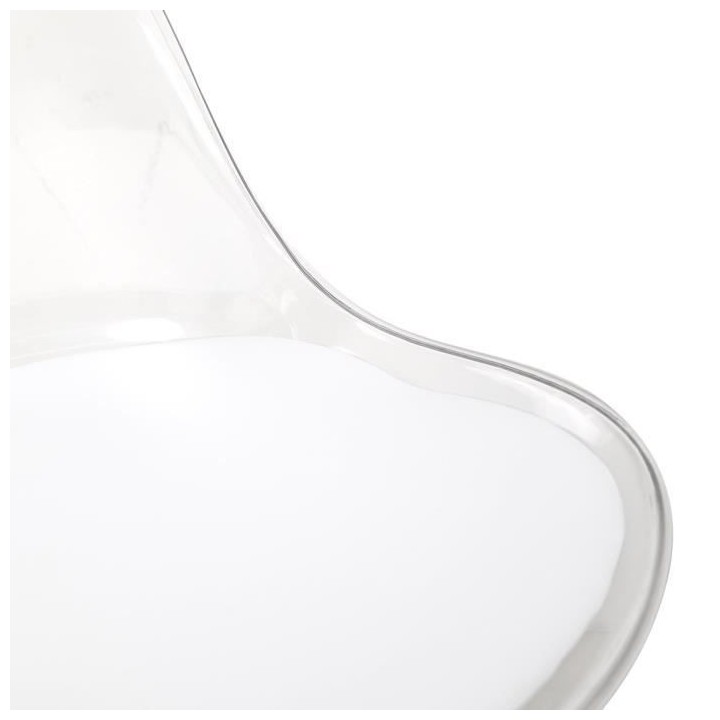 Chaise de bureau RONNY - Coque transparente et coussin blanc - L 52 x