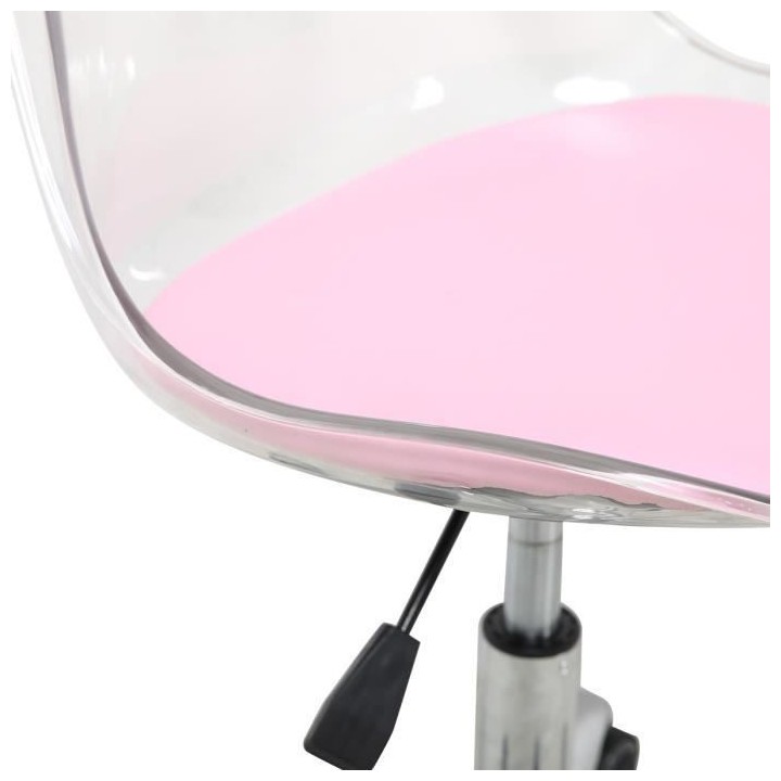 Chaise de bureau RONNY - Coque transparente et coussin rose - L 52 x P