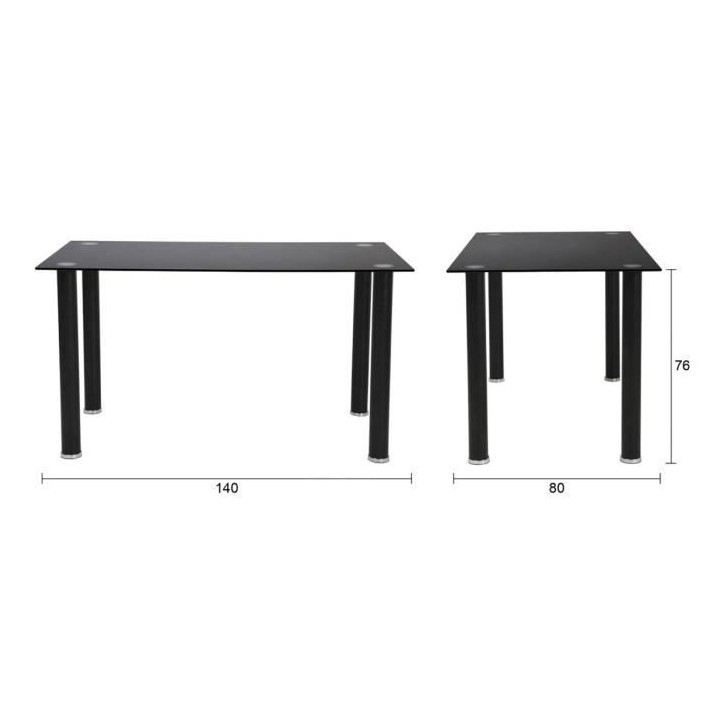 Table a manger fixe JIM - plateau en verre trempé 4 personnes - 140x8