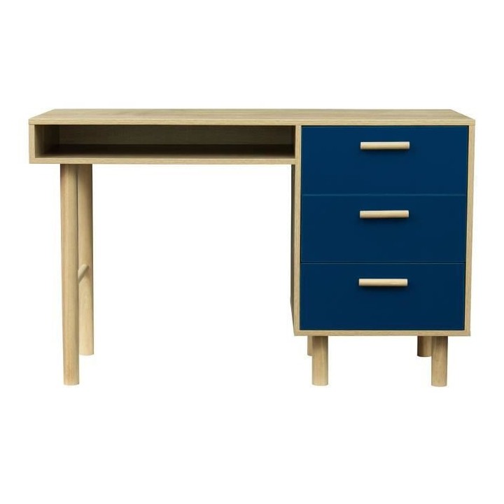 Bureau avec poignées - Pieds bois de pin bleu - LILA
