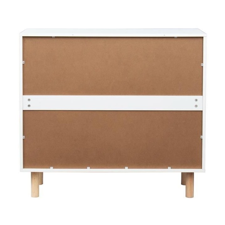 Commode avec 3 tiroirs - Pieds bois de pin blanc - LILA