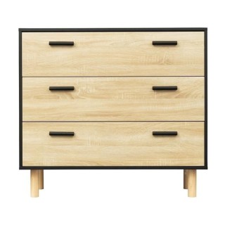 Commode avec 3 tiroirs - Pieds bois de pin noir - LILA