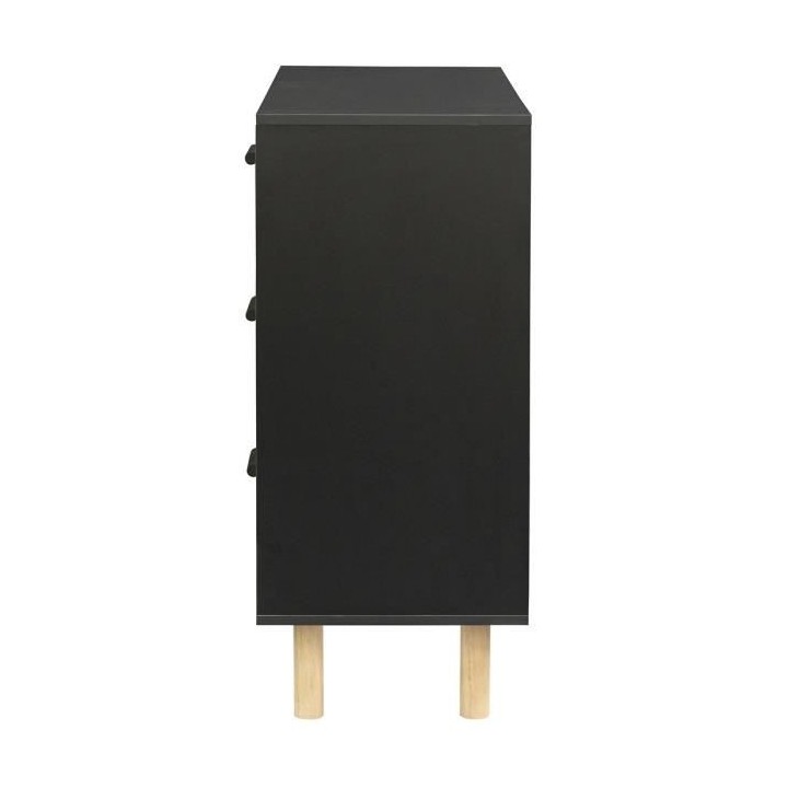 Commode avec 3 tiroirs - Pieds bois de pin noir - LILA