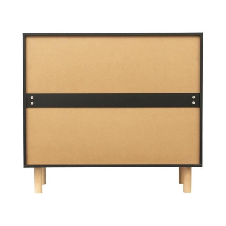 Commode avec 3 tiroirs - Pieds bois de pin noir - LILA