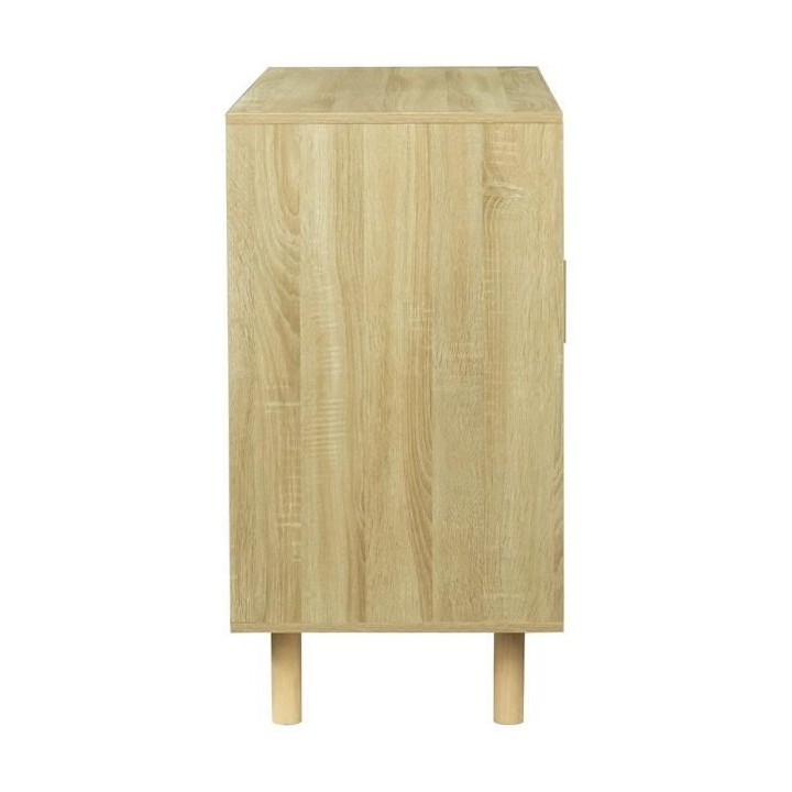 Petit buffet avec 2 portes - Décor bleu et chene - L 100 x P 48 x H 9