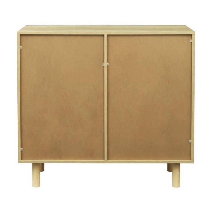 Petit buffet avec 2 portes - Décor bleu et chene - L 100 x P 48 x H 9